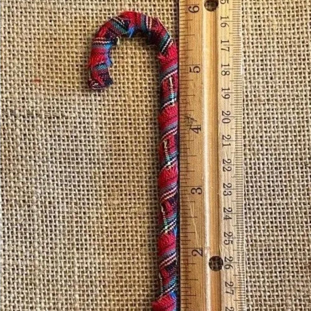12 Primitive 6" TARTAN PLAID fabric Candy Canes Christmas Farmhouse Ornaments - Picture 5 of 6